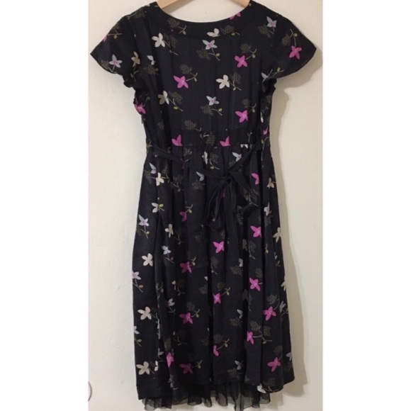Free People Deep V-neck Silk Tule Floral Dress - Picture 5 of 8